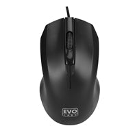 Evo Labs MO-128 Wired USB Plug and Play Mouse, 800 DPI Optical Tracking, 3 Button with Scroll Wheel, Ambidextrous Design, Matte Black