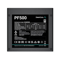 DeepCool PF500 500W PSU, 120mm Silent Hydraulic Bearing Fan, 80 PLUS White, Non Modular, UK Plug, Flat Black Cables, Efficient & Affordable