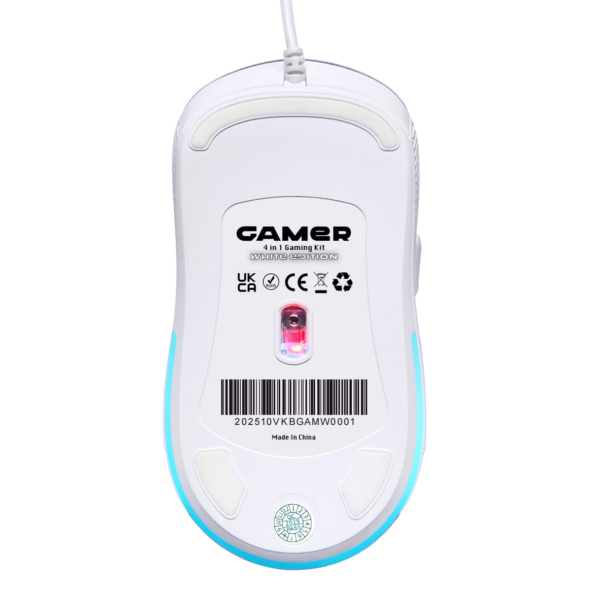VIDA GAMER WHT 4IN1 USB KB MS HS KIT keyboard Mouse included Gaming QWERTY UK English White
