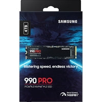Samsung 990 PRO(MZ-V9P4T0BW ) 4TB NVMe SSD, PCIe Gen4, M.2 Interface, 2280, Read 7450 MB/s, Write 6900 MB/s, 5 Year Warranty
