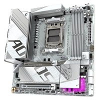 Gigabyte B850M AORUS ELITE WIFI6E ICE AMD AM5 Socket Motherboard, Micro-ATX, 4x DDR5 Slots, 2x M.2 Sockets, Fitted I/O Shield, 2.5GbE LAN, Wi-Fi 6E, 1x DisplayPort / 1x HDMI Port