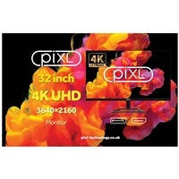 piXL CM32F44K 32 Inch 60Hz 4K Widescreen IPS Monitor with 3840 x 2160 Resolution, 5ms Response Time, 60Hz Refresh Rate, Display Port, HDMI & VESA Mount