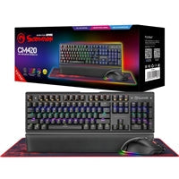 Marvo Scorpion CM420-UK RGB Mechanical Keyboard, Mouse and Mouse Pad with HG9086W Bluetooth and Wired Tri-Mode Connection RGB Stereo Gaming Headphones