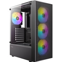 Antec AX27 RGB Elite Mid-Tower Gaming PC Case with Tempered Glass, Full Mesh Front Panel, 4 Pre-installed 120mm Fixed-RGB Fans, ATX/Micro-ATX/ITX Compatible, Black