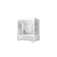DeepCool CG380 3F Micro-ATX Gaming Case White Panoramic Tempered Glass Side Panel, Mesh Airflow Front, 3 Pre-Installed ARGB Fans, USB-C & USB-A Front I/O, Spacious SFF/mATX/ITX Build Support