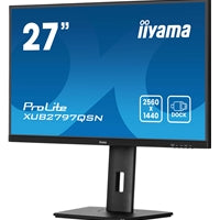 iiyama ProLite XUB2797QSN-B2 27" QHD IPS technology panel with USB-C dock and RJ45 (LAN), 1ms, USB Hubx4, HDMI, DisplayPort, Freesync, 100Hz, Speakers, Black, ACR, Internal PSU, VESA