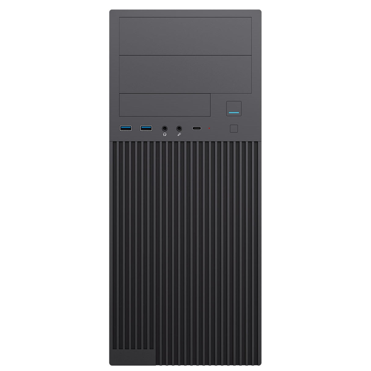 CiT Academy Mid-Tower Office PC Case With USB Type C and 80mm Rear Black Fan and 500W Power Supply Included