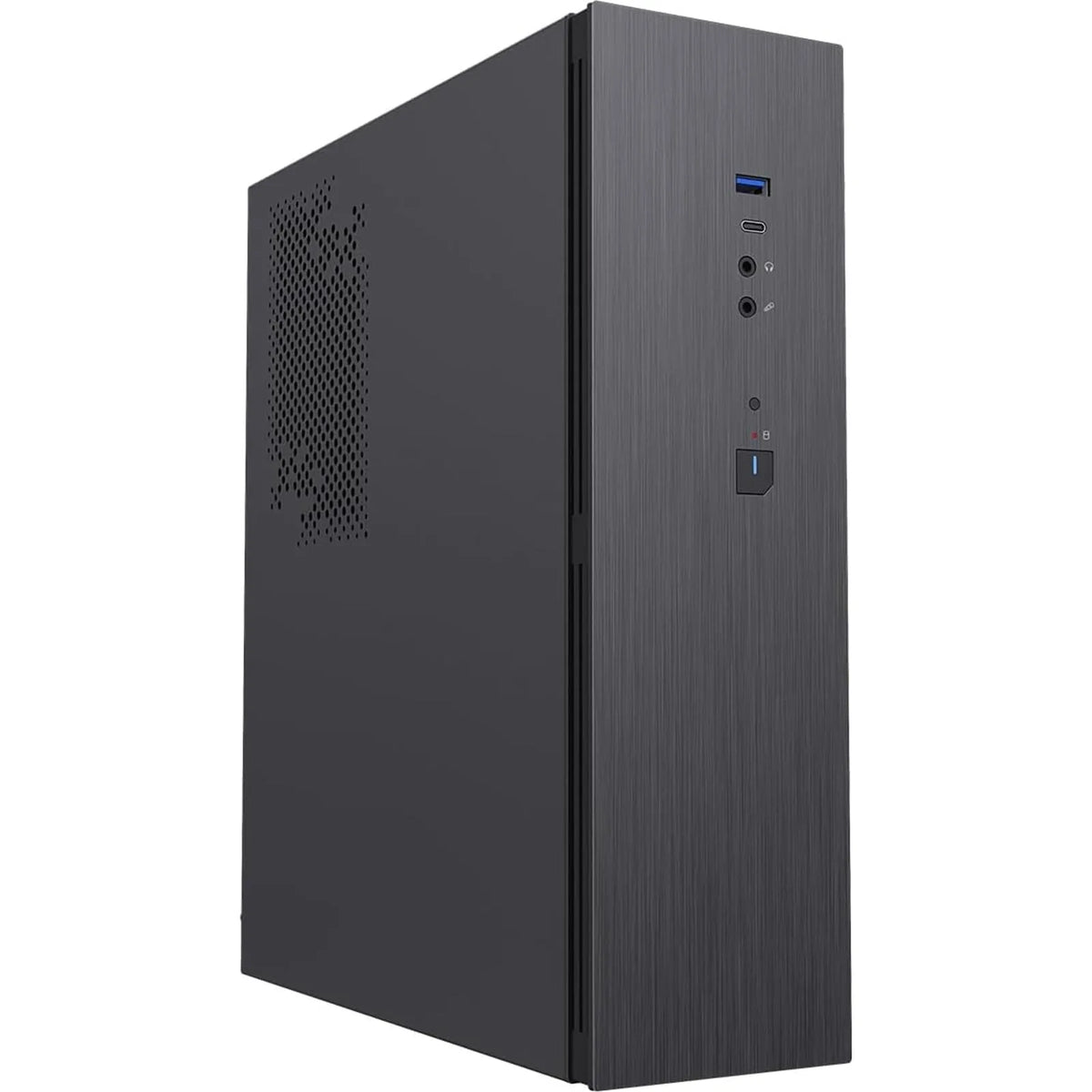 CiT S8i SFF Micro-ATX PC Case - 8.3L Compact Desktop Chassis, Brushed Front, 1 x 80mm Fan, 2 x USB 3.0, TFX PSU Support, Black