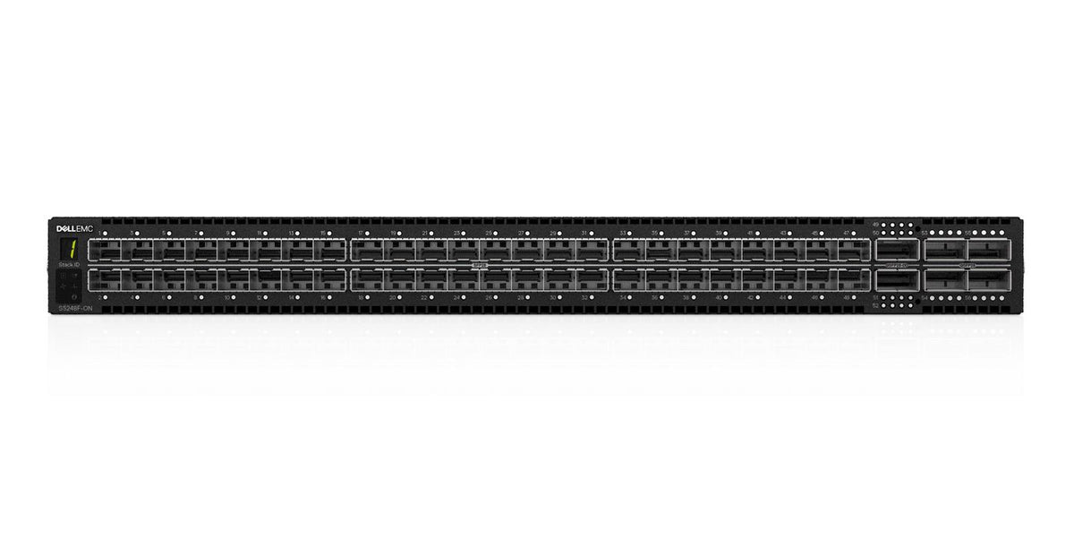Dell 48 x 25GbE SFP28, 4 x 100GbE QSFP28, 2 x 100GbE QSFP-DD, PSU - IO, 2 x PSU, OS10