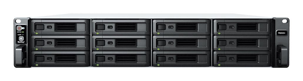 Synology 96TB, 2U, AMD Ryzen V1780B, 8GB DDR4 ECC UDIMM, 12x 2.5"/3.5" SATA, RJ-45, USB 3.2 Gen1