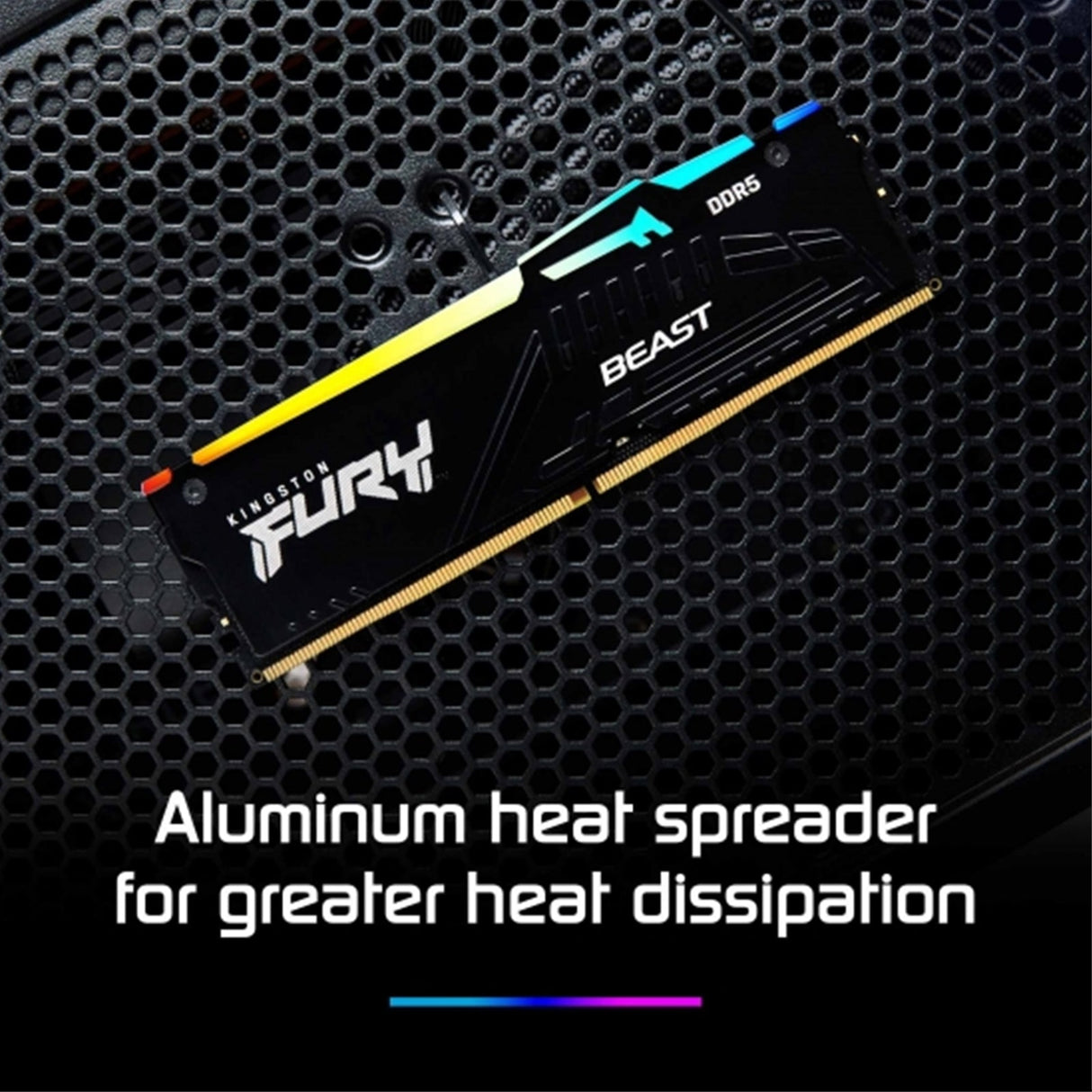 Kingston FURY Beast KF552C40BB2AK2-64 64GB (2x 32GB) DIMM System Memory, 5200MHz, DDR5, CL40, Black, RGB, Intel XMP