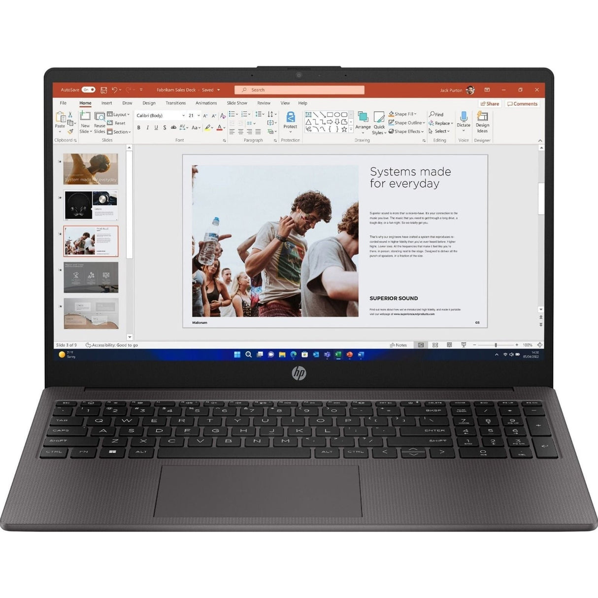 HP 255 G10 AK9V0AT#ABU Laptop, 15.6 Inch Full HD 1080p Screen, AMD Ryzen 5-7530U Processor, 16GB RAM, 512GB SSD, Windows 11 Home