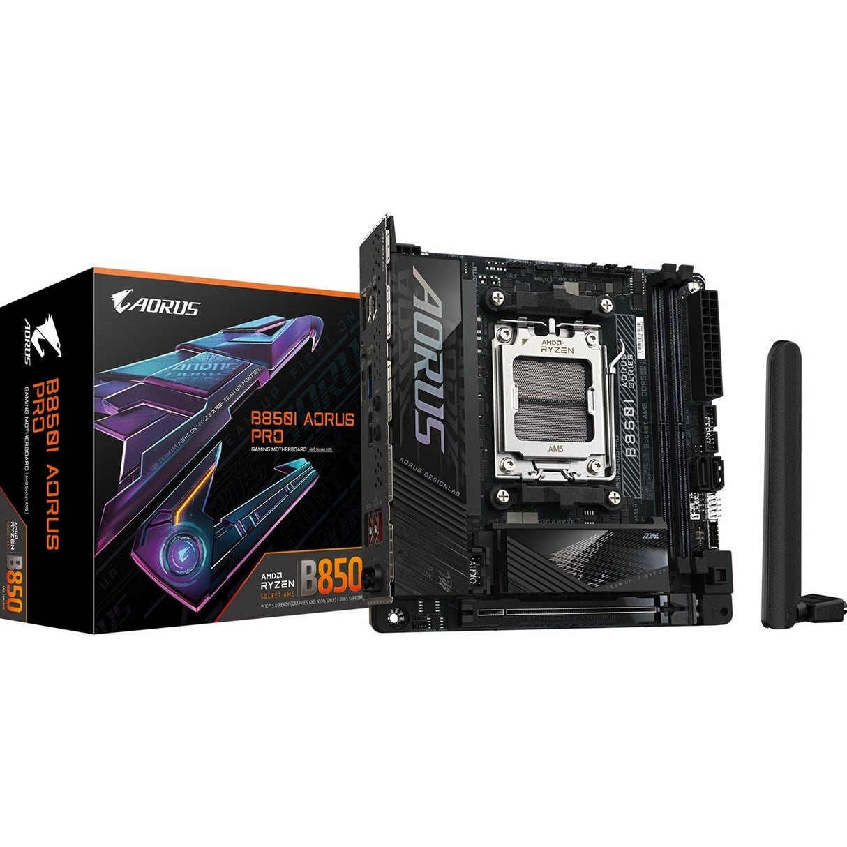 Gigabyte B850I AORUS PRO AMD AM5 Socket Motherboard, Mini-ITX, 2x DDR5 Slots, 2x M.2 Sockets, Fitted I/O Shield, 2.5GbE LAN, Wi-Fi 7, 1x HDMI Port