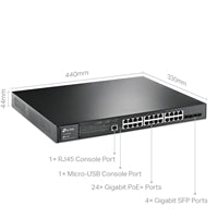TP-Link JetStream TL-SG3428MP 28-Port Metal Gigabit L2+ Managed Switch with 24-Port PoE+ (384W)