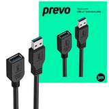 Prevo USBM-USBF-5M USB 3.0 Extension Cable 5M, 5Gbps SuperSpeed USB-A Male to Female Extender for Laptops, PC, Gaming Consoles & VR, Black, Retail Box