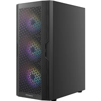 ANTEC AX20 Case, Black, Mid Tower, 1 x USB 3.0 / 2 x USB 2.0, Tempered Glass Side Window Panel, Slanted Bar & Mesh Design for Massive Airflow, 3 x RGB LED Fans Included, ATX, Micro ATX, Mini-ITX