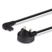 Lindy 30454 0.5m UK 3 Pin Plug To Right Angle IEC C7 (Figure-8) 3 Amp Fuse Mains Extension Cable - Black