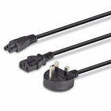 Lindy 30374 2.5m UK 3 Pin Plug To IEC C13 (Kettle) & IEC C5 (Clover) 10 Amp Mains Splitter Extension Cable - Black