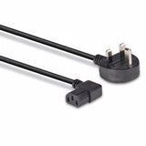 Lindy 30446 1m UK 3 Pin Plug To Right Angle IEC C13 (Kettle) 5 Amp Fuse Mains Extension Cable - Black