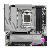 Gigabyte B650M AORUS ELITE AX ICE AMD AM5 Socket Motherboard, Micro-ATX, 4x DDR5 Slots, 2x M.2 Sockets, Fitted I/O Shield, 2.5GbE LAN, Wi-Fi 6E, 1x DisplayPort / 1x HDMI Port