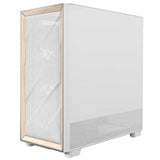 Antec FLUX Mid Tower PC Case - Tempered Glass, White/Wood, 5 PWM Fans, USB-C, E-ATX/ATX/mATX/ITX Compatibility
