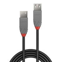 Lindy 36701 0.5m USB-A (M) 2.0 To USB-A (F) 2.0 Anthra Line 480Mbps Extension Cable - Black