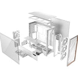 Antec Flux PRO Full Tower PC Case with Tempered Glass, White/Wood, 6 Pre-Installed Fans, USB Type-C, E-ATX/ATX/mATX/mITX Compatibility