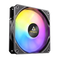 Antec P12 ARGB PWM 120mm Fan 3 pack - 4-Pin, Black, High-Airflow Cooling, 9-Blade Design with Anti-Vibration Pads