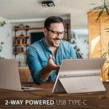 Viewsonic TD1655 16-Inch USB-C Multi-Touch, IPS Portable Monitor, 1920x1080, 60Hz, Mini HDMI, Speakers, 6.5ms, Metallic with Foldable Stand, Pivotable Display