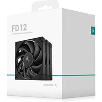 DeepCool FD12 120mm Case Fan 3-Pack, PWM Control, High Airflow, Low Noise, Hydro Bearing, Black, Anti-Vibration Pads, 4-Pin Connector
