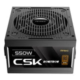 Antec CSK550DC 550W Power Supply, 80 Plus Bronze Certified, ATX 12V 2.52, Non-Modular, DC-to-DC, Flat Black Cables, 120mm Quiet Fan, UK Plug