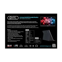 piXL PM156C 15.6 Inch 60Hz Full HD IPS Widescreen Portable Monitor with USB-C, Mini HDMI & Speakers with Foldable Case & Stand