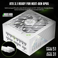 GAMEMAX GX-850 Pro Modular 80 Plus Gold ATX3.0 PCIe 5.0 PSU With 135mm FDB Fan, White