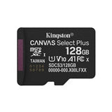 Kingston Canvas Select 128GB Micro SD UHS-I Flash Card with Adapter