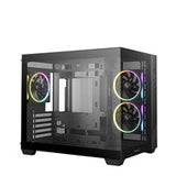 DeepCool CG330 3F ARGB Dual-Chamber Micro-ATX Tower Case, Tempered Glass Panels, 3 x 120mm ARGB Fans, USB 3.0, ITX/Micro-ATX, Black