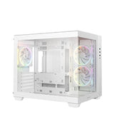 DeepCool CG330 3F ARGB Dual-Chamber Micro-ATX Tower Case, Tempered Glass Panels, 3 x 120mm ARGB Fans, USB 3.0, ITX/Micro-ATX, White