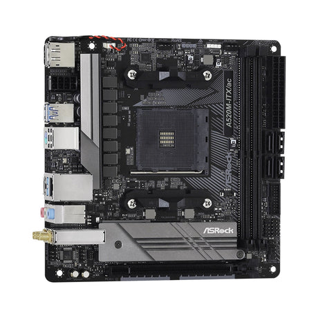 ASRock A520M-ITX/ac AMD AM4 Socket Motherboard, Mini-ITX, 2x DDR4 Slots, 1x M.2 Socket, GbE LAN, Wi-Fi 5, 1x DisplayPort / 1x HDMI Port