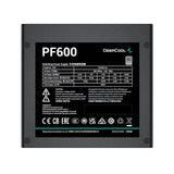 DeepCool PF600 600W PSU, 120mm Silent Hydraulic Bearing Fan, 80 PLUS White, Non Modular, UK Plug, Flat Black Cables, Efficient & Affordable