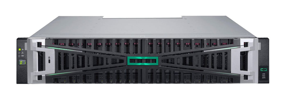 Hewlett Packard Enterprise MSA 2070 SFF 2x10/25GbE iSCSI 4-port Cntrl 12x1.92TB SSD 4x25Gb iSCSI XCVR 23TB Storage Array