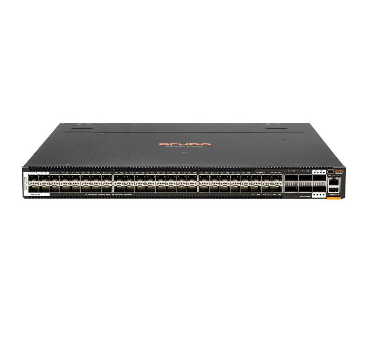 Hewlett Packard Enterprise Aruba 8360-48Y6C v2 Power to Port Airflow 5 Fans 2 Power Supply Units Attached Bundle