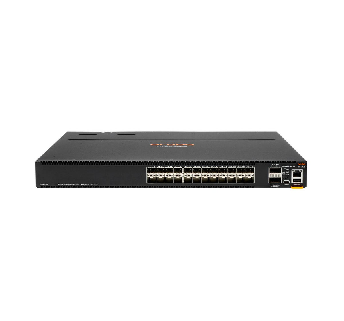 Hewlett Packard Enterprise Aruba 8360-24XF2C v2 Power to Port Airflow 3 Fans 2 Power Supply Units Attached Bundle
