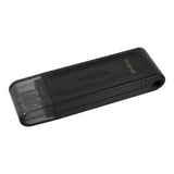 Kingston DT70/64GB DataTraveler 64GB USB Flash Drive, USB 3.2, USB-C, Gen1, 80MB/s, Clear Cap, Black, Retail.