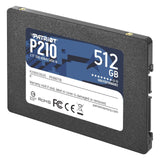 Patriot P210 (P210S512G25) 512GB 2.5 Inch SSD, Sata 3 Interface, Read 520MB/s, Write 430MB/s, 3 Year Warranty