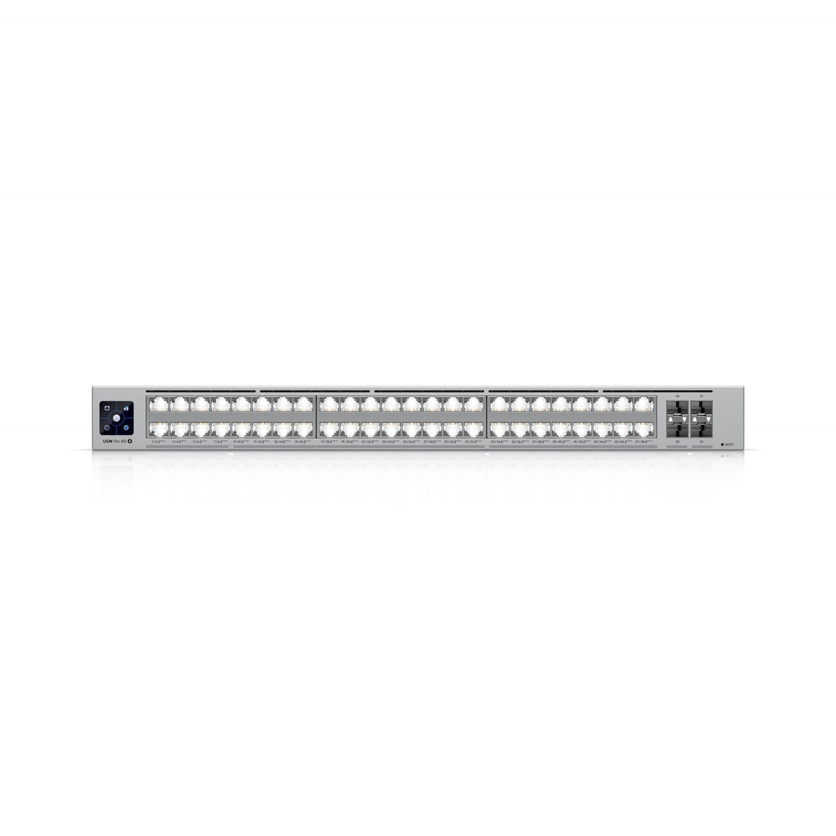 Ubiquiti (USW-Pro-XG-48) Professional-grade, 48-port Layer 3 Etherlighting switch with (32) 10 GbE, (16) 2.5 GbE, and (4) 25G SFP28 ports.
