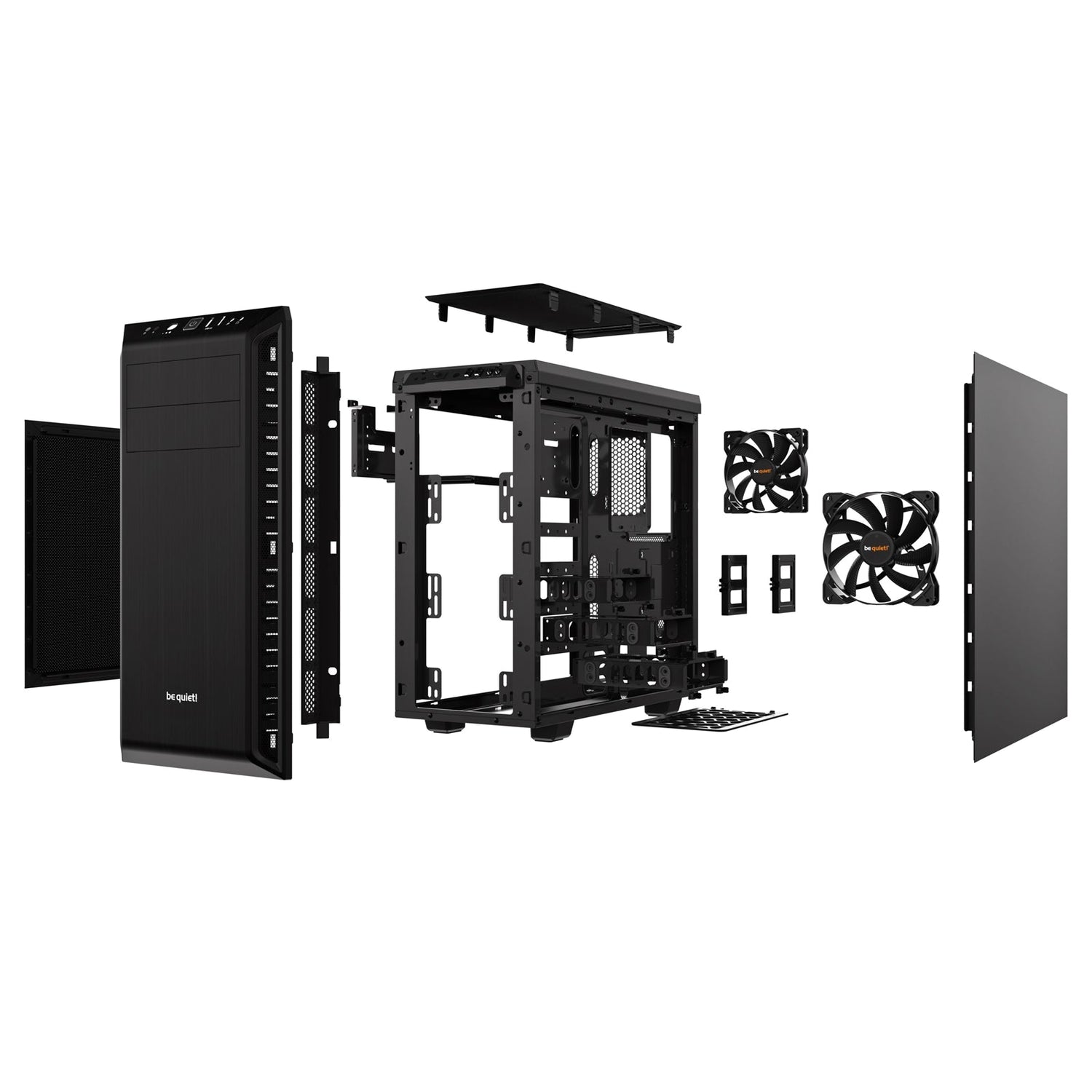 be quiet! Pure Base 600 Case, Black, MId Tower, 2 x USB 3.2 Gen 1 Type-A, 3 x Pure Wings 2 Black PWM Fans Included, Completely Sound Insulated with Dampening Materials, Adjustable Top Cover Vent