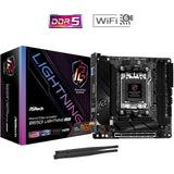 ASRock B650I LIGHTNING WIFI AMD AM5 Socket Motherboard, Mini-ITX, 2x DDR5 Slots, 2x M.2 Socket, Fitted I/O Shield, 2.5GbE LAN, Wi-Fi 6E, 1x HDMI Port