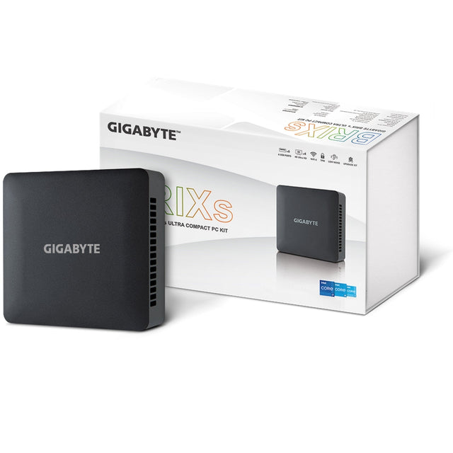 Gigabyte BRIX (GB-BRI7H-1355) Barebone Kit, Intel Core i7-1355U 5.0GHz 10 Core CPU, 2 x DDR4 SO-DIMM Slots, 1 x M.2 2280 Slot, 1x 2.5" SATA Slot, Wi-Fi 6 & Bluetooth 5.2