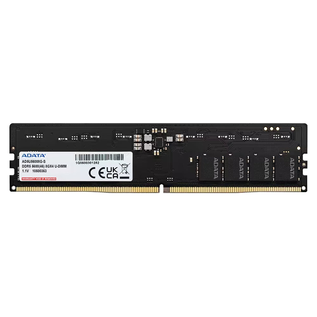 ADATA (AD5U56008G-B) 8GB (1x 8GB) DDR5 5600 U-DIMM Memory, 5600MHz, CL46, 1.1V, Limited Lifetime Warranty